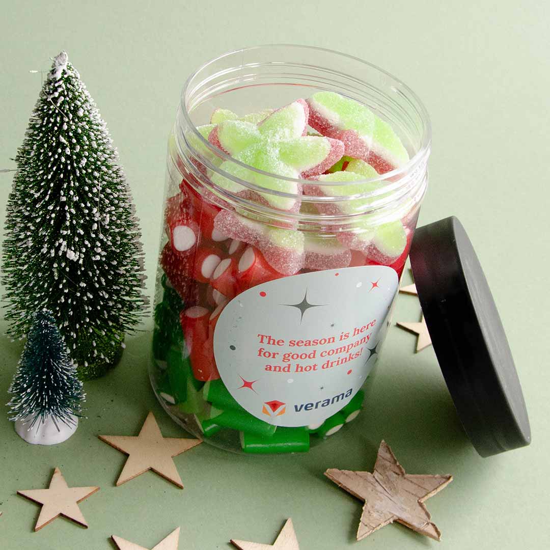 snoeppot met kerstsnoepjes