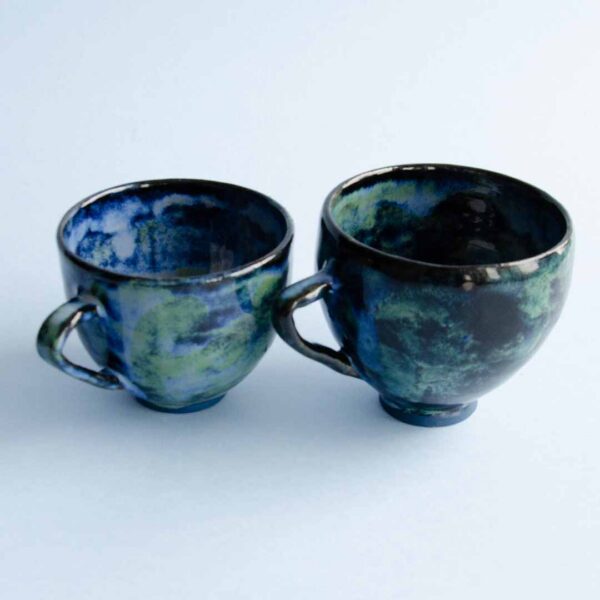 Duo setje van tassen met zwart, groen en blauw